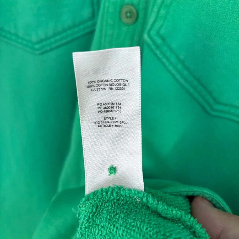 Wilfred Free‎ Cotton Terry Shirt Jacket Women L Green Organic Utility Shacket